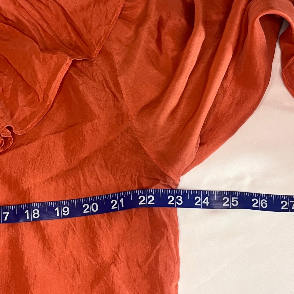 Vintage Womens Poet Edwardian Silk Ruffle Blouse Lace Up 90s Med Renaissance - Picture 7 of 13